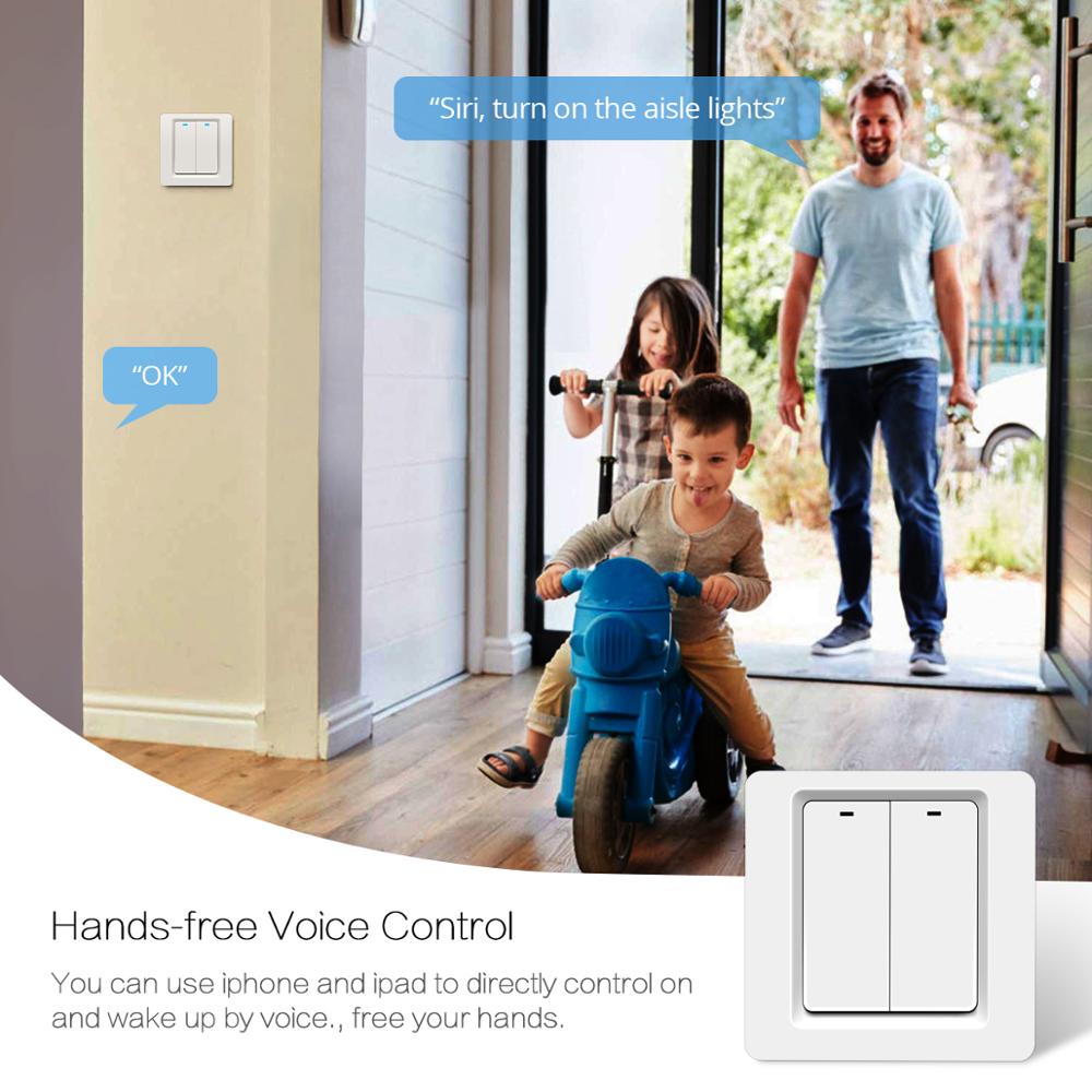 Apple Homekit Smart Home Control Wifi Schakelaar 10A 110V-240V Timer Led Licht Schakelaar Moet Neutrale draad Thuis Smart
