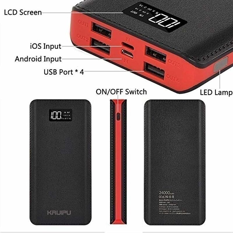 30000mAh Power Bank Große Kapazität mit LCD Digital Display 4USB Port Handy LED Beleuchtung Tragbare Outdoor Reise Ladegerät