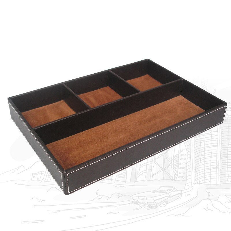 Office Desktop Organizer Stationery Box Tray for Pen Pencil Ruler Paper Notes Tool Box A119: A119 Brown