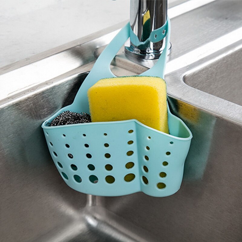 Kitchen Sink Hanging Drain Bag Basket PVC Sink Hanging Sponge Holder Storage Pouch Storage Basket 1Pcs