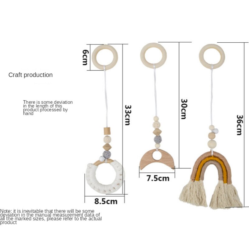 3Pcs 1Set Nordic Cartoon Baby Houten Gym Fitness Frame Rack Opknoping Hanger Speelgoed Kit Peuter Infant Kamer Decoraties