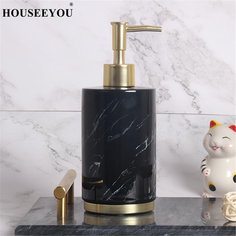 Nordic Style Bathroom Household Hand Pump Liquid Soap Dispenser Lotion Shampoo Bottle Dispenser Fitting Decoration: black