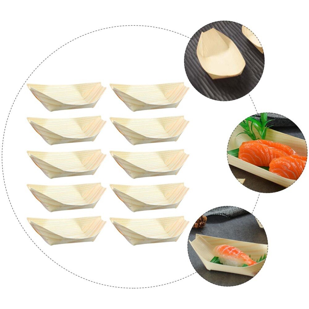 Disposable Sushi Plate Boat Shaped Dish Japanese Style Snack Tray Serving Dish