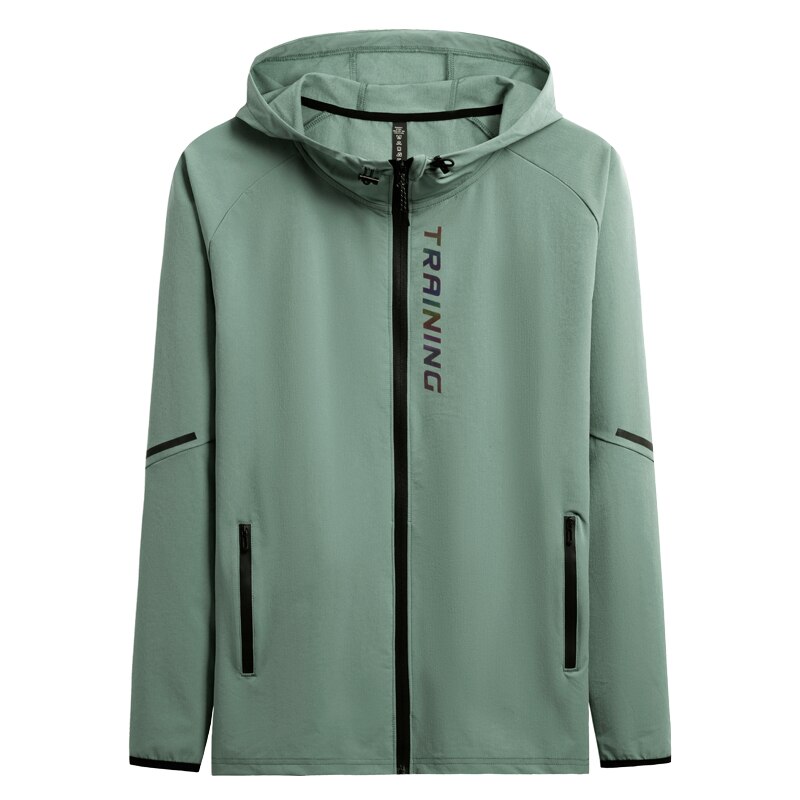 Veste de sport à capuche pour hommes, sweat-shirt d'entraînement, Jogging, Fitness, séchage rapide, manches longues, manteau respirant: green / M