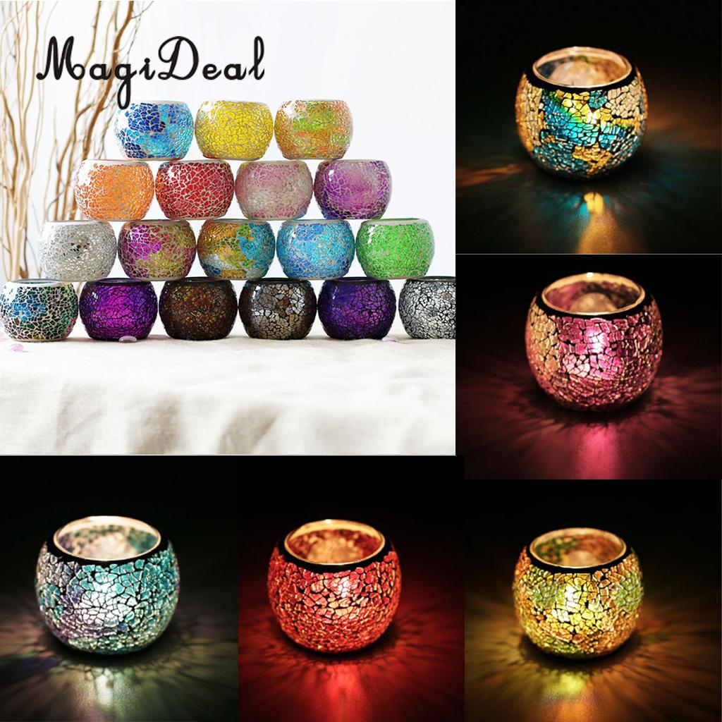 MagiDeal sortiert Marokkanischen Mosaik Glas Votiv Kerzenhalter Tee Licht Leuchter Kerzenhalter Heimat Dekor Tabletop Mittelpunkt