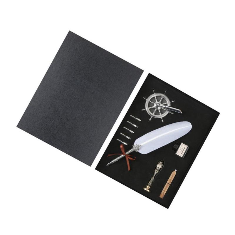 1set Retro Vintage Calligraphy Feather Dip Pen Writing Ink Set Stationery Quill Fountain Pens Vintage Pen