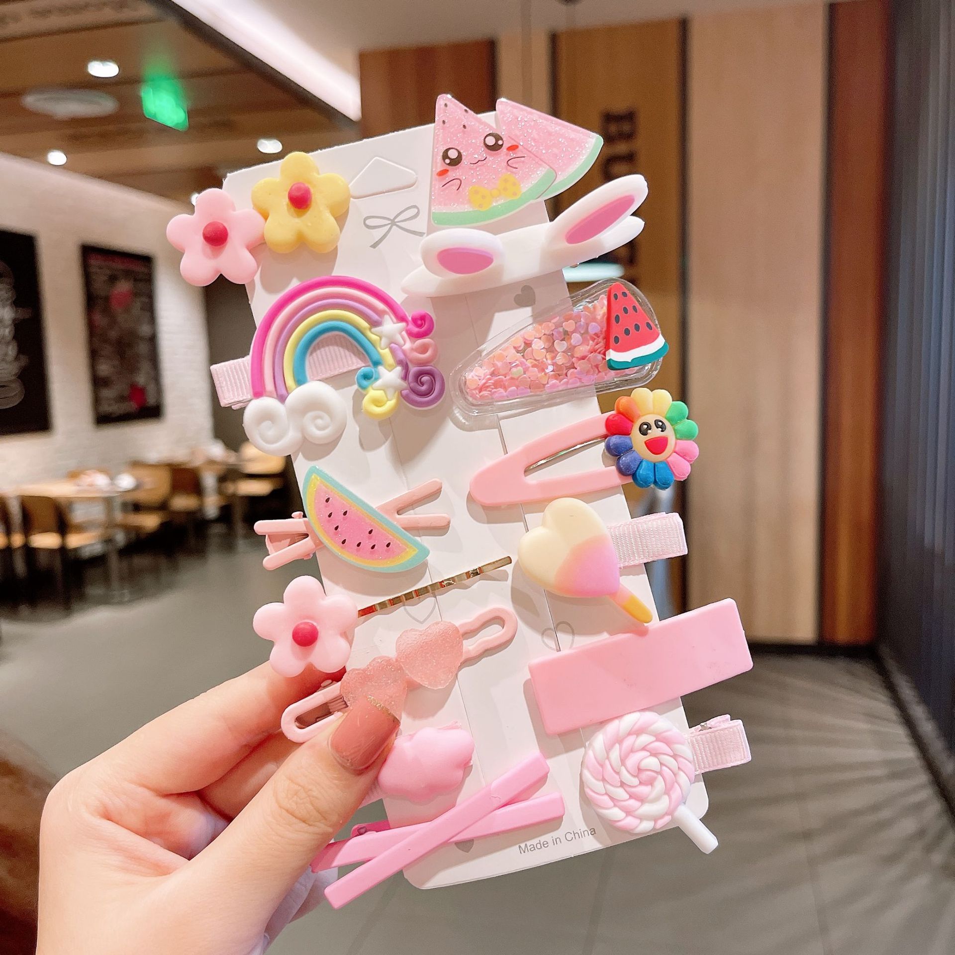 Mädchen Cartoon haar zubehör set haar clip BB haarnadel Rainbows lollipops eis clip Schöne perfekte für Kinder partei: STYLE-8