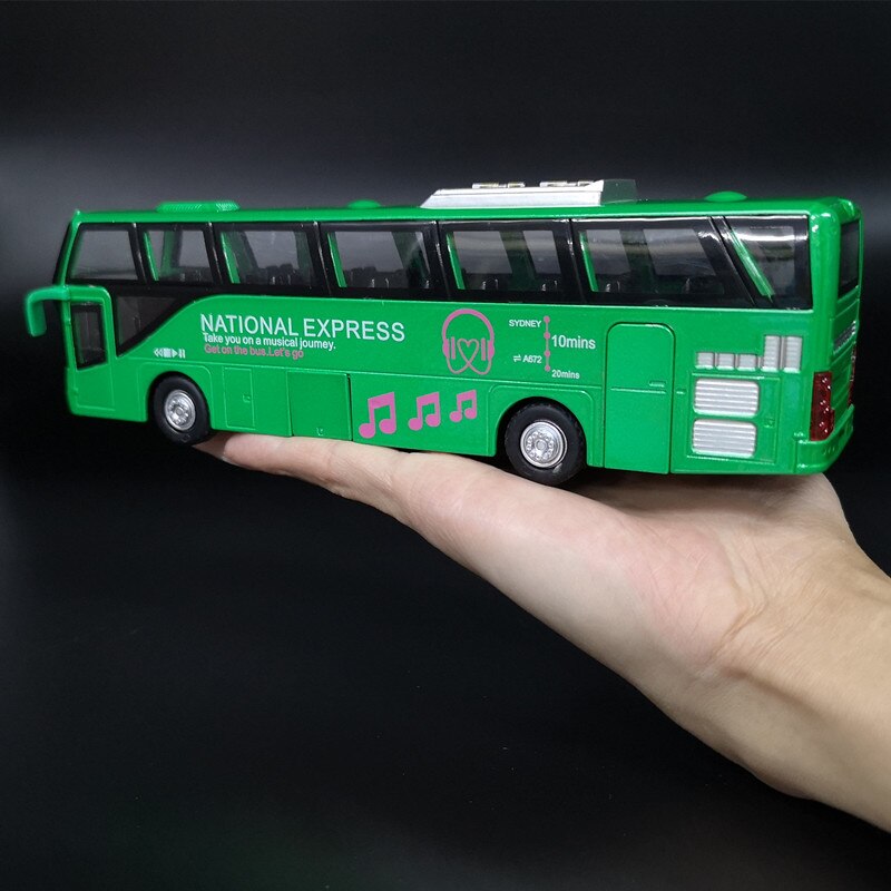 1:50 5 Deur Legering Tour Bus Model, Simulatie Spuitgieten Kinderen Speelgoed Auto, geluid En Licht Trek,