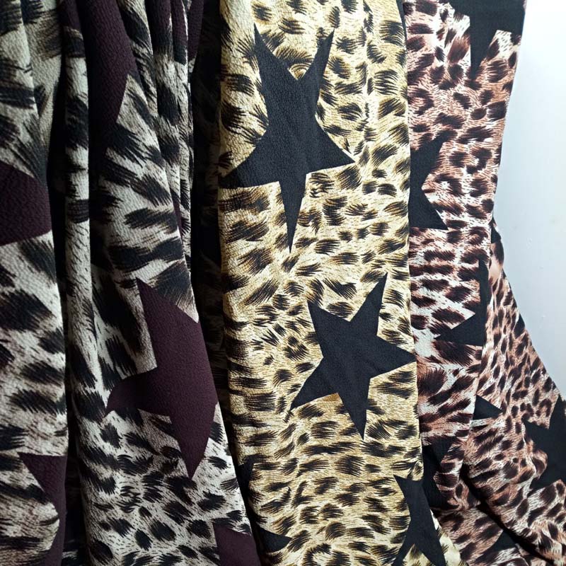 Bubble yarn Chiffon fabric Leopard Print Stars printing pattern Floral printed chiffon Dress fabric Summer dress material
