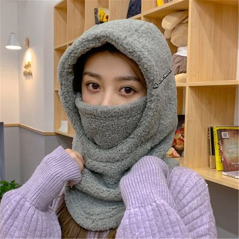 Female Fleece Hat Winter Korean Style Tide Plus Velvet Warm Earmuffs Wool Hats Woman Outdoor Cycling Cold Cap