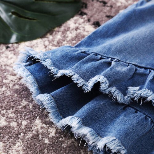 Bambini Pannello Esterno Tasto Dei Jeans per la Ragazza Del Denim Mini Gonna Casual Del Bambino di Modo Della Ragazza Sveglia Del Bambino Blu 1 2 3 4 5 6 anni