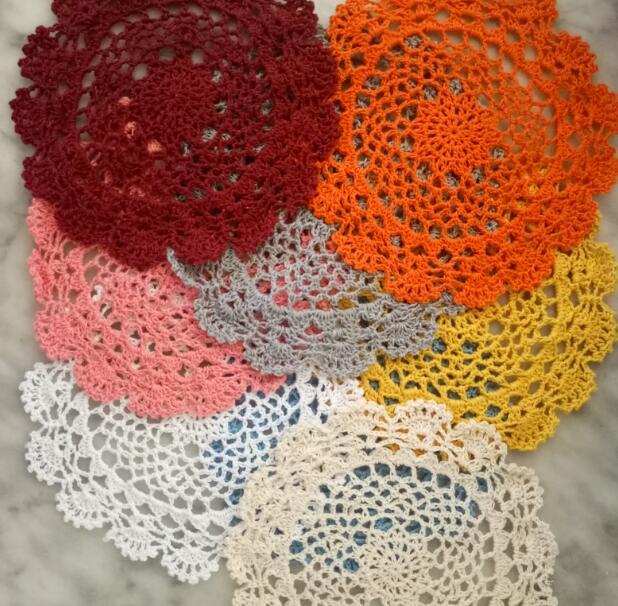 Tapis de Table rond en coton au Crochet, 20CM, Original, pour la maison, la cuisine, les fleurs, manteau individuel, napperon de noël, dessous de verre