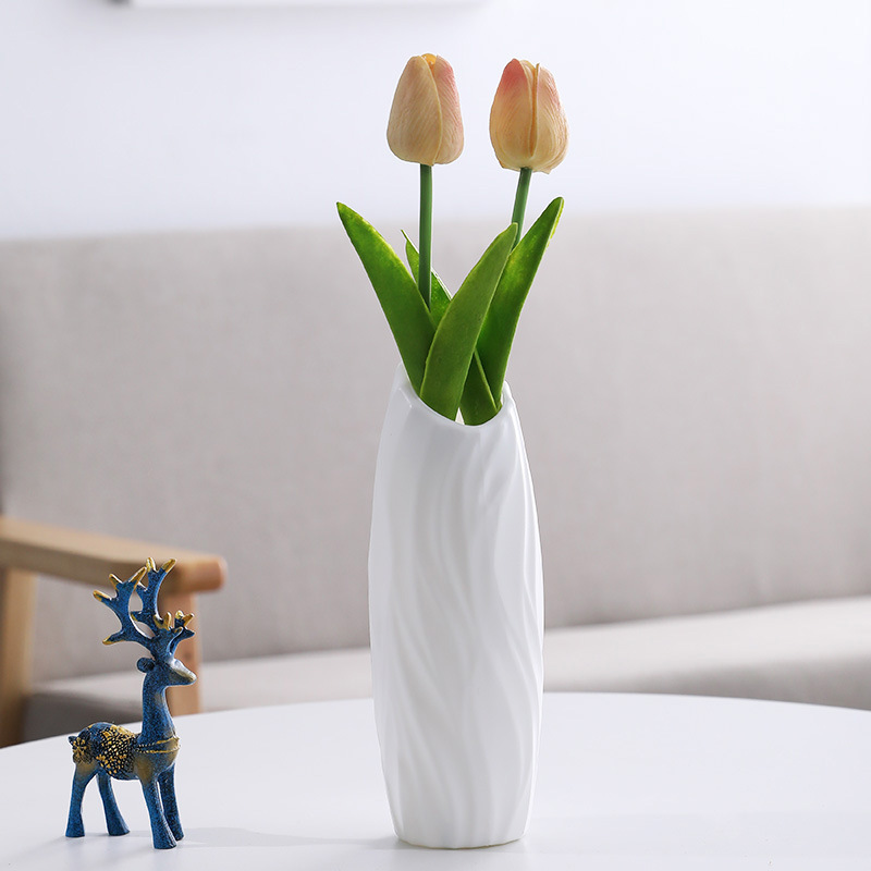 1pc Origami plastique Vase blanc Imitation céramique Pot de fleur panier de fleurs Vase décoration maison nordique décoration: white 3