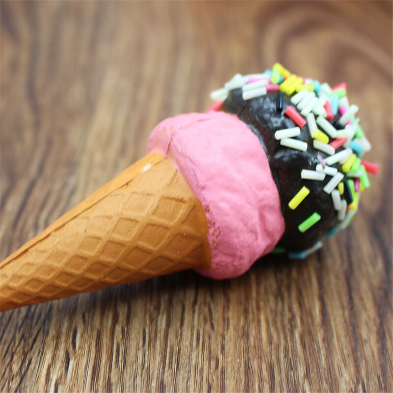 Random 1ps 10cm Soft Squeeze PU Slow Rebound Rising Stress Relief Squishy Toys Double Layers Ice Cream Mobile Phone Straps Decor