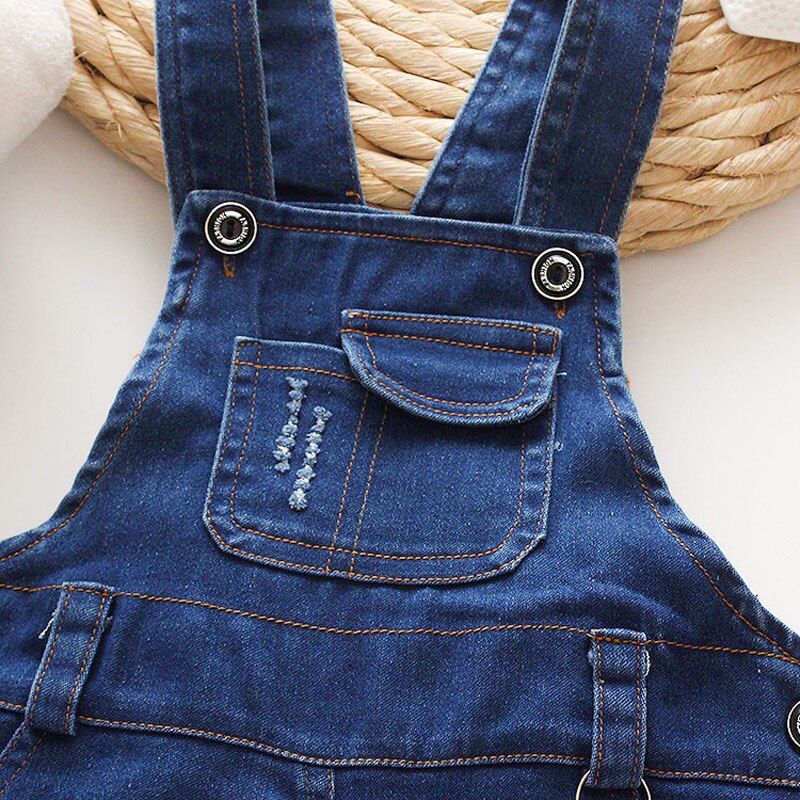 DIIMUU Summer Toddler Baby Clothing Boys Girls Overalls Shorts Denim Pants Pockets Casual Light Washed Jumpsuits Bottoms