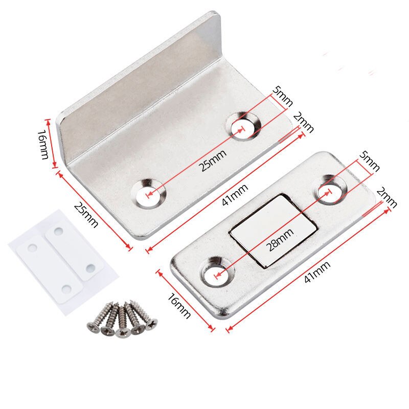 Aimant de porte coulissante de placard sans poinçon, forte aspiration magnétique: 1 set silver