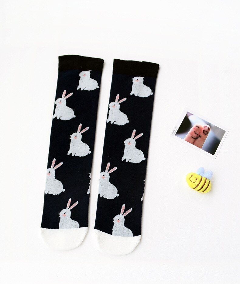 2-6 Jaar Baby Kinderen Panty Katoen Gebreide Panty Kniekousen Voor Meisjes: rabbit dark blue