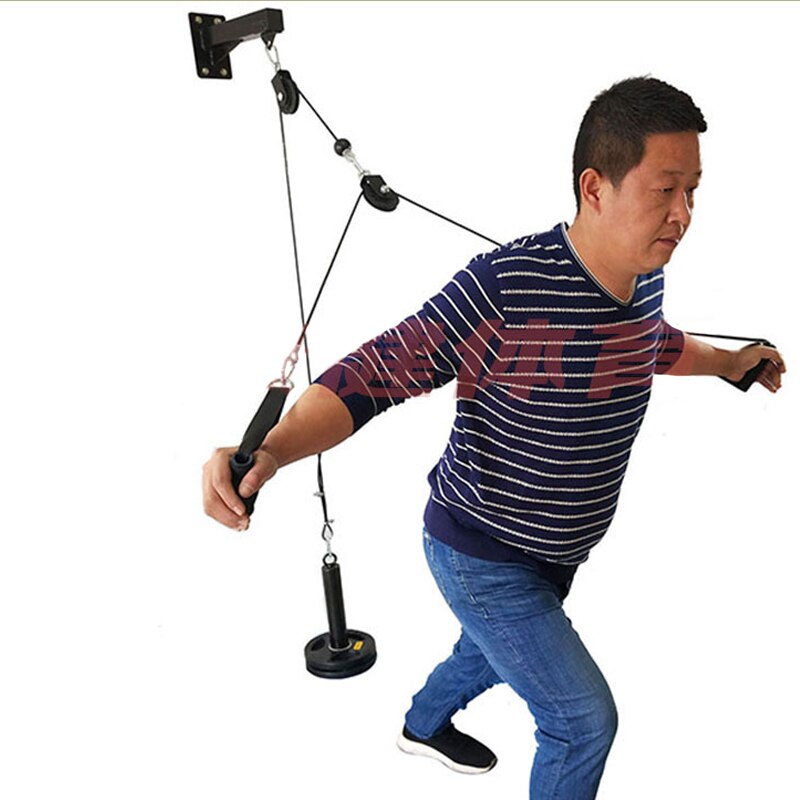 Gym Wall Mounted Fitness DIY Pulley Cable Machine Blaster Trainer With Pulley Attachments Biceps Triceps Workout Pull Down Rope