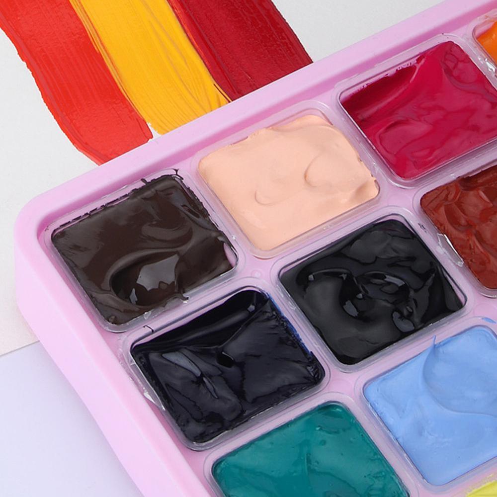 24 Stks/set Jelly Gouache Pigment Gouache Aquarel Draagbare Levert Gouache Case Art Pigmenten Verven Voor Bedelen Hoge E3D8