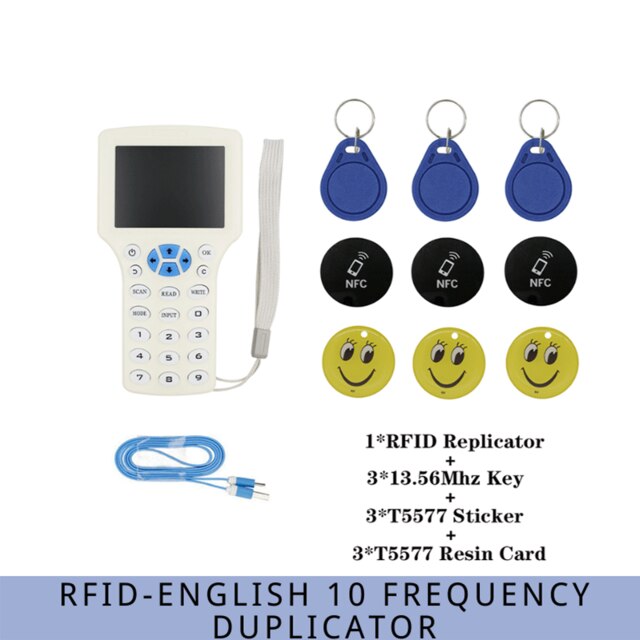 Engelsk 10 ic/ id frekvens rfid adgangskontrol kortlæser nfc krypteringskortforfatter uid chip duplikator smart key copier: 08cd- dragt 2