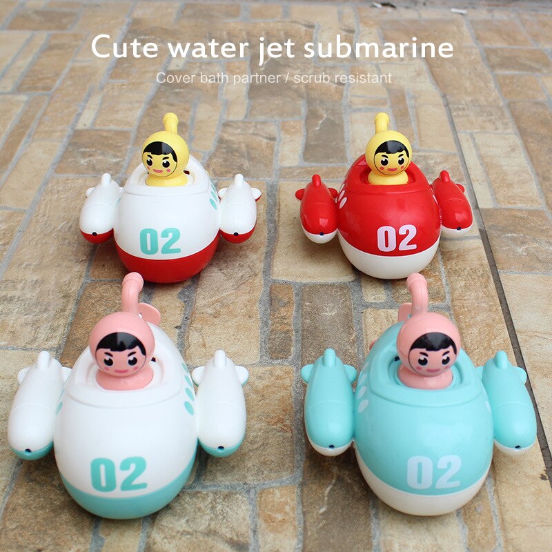 Baby Bathroom Clockwork Toy Winding Chain Floating Submarine Playing In Water Children's Bath Water Spray Toy summer Beach Swim