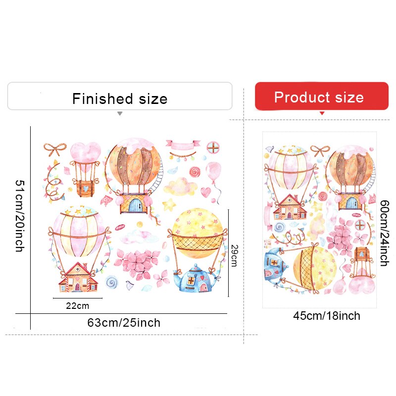 Cartoon Liefde Hart Luchtballon Muurstickers Voor Kinderkamer Nursery Babykamer Milieuvriendelijke Vinyl Muurstickers Art Muur muurschilderingen