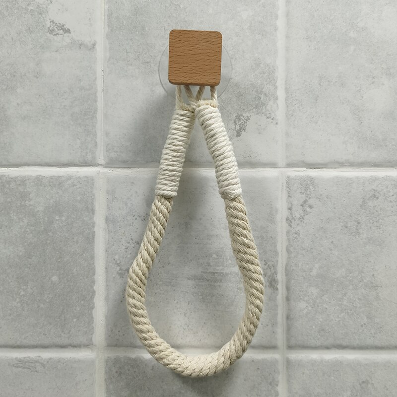 Hemp Rope Toilet Paper Holder Retro Industrial Wall-mounted Towel Rack Toilet Paper Stand Toilet Accessories Bathroom Decoration: B-square