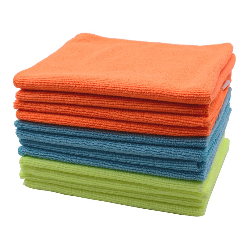 12PCS Microfiber Car Cleaning Cloths Microfibre Waxing Polishing Detailing Towels Soft Car Care Kitchen Housework Towel 3 Color