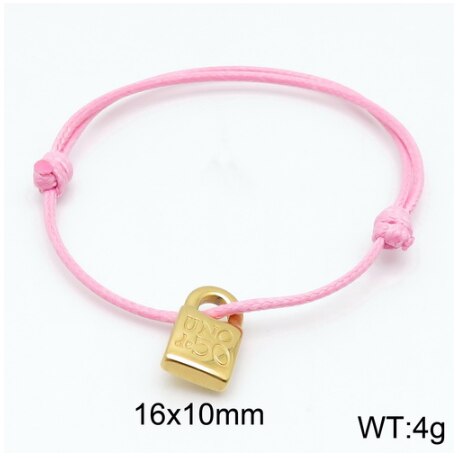 Women Men Silver Color Gold Stainless Steel key UNO de 50 Lock Black Red Brown Pink Rope Bracelet Jewelry: 14