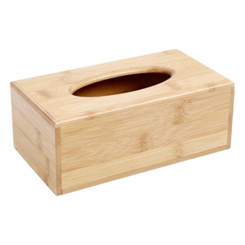 Wooden Tissue Box Holder Cover Rectangular Square Wipes Dispenser Paper Bamboo: L