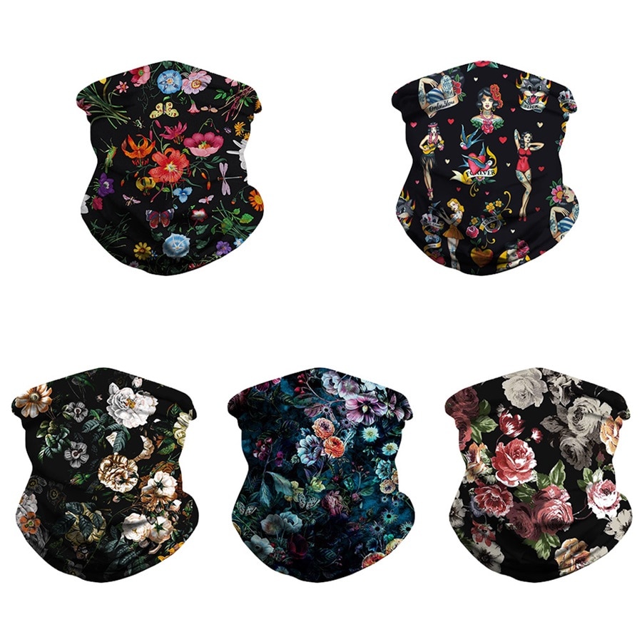 Utendørs ansiktsdeksel balaclava skjerf 3d blomster mønster sømløs bandana hals gamasjer pannebånd vandring ringe skjerf hodet skjerf