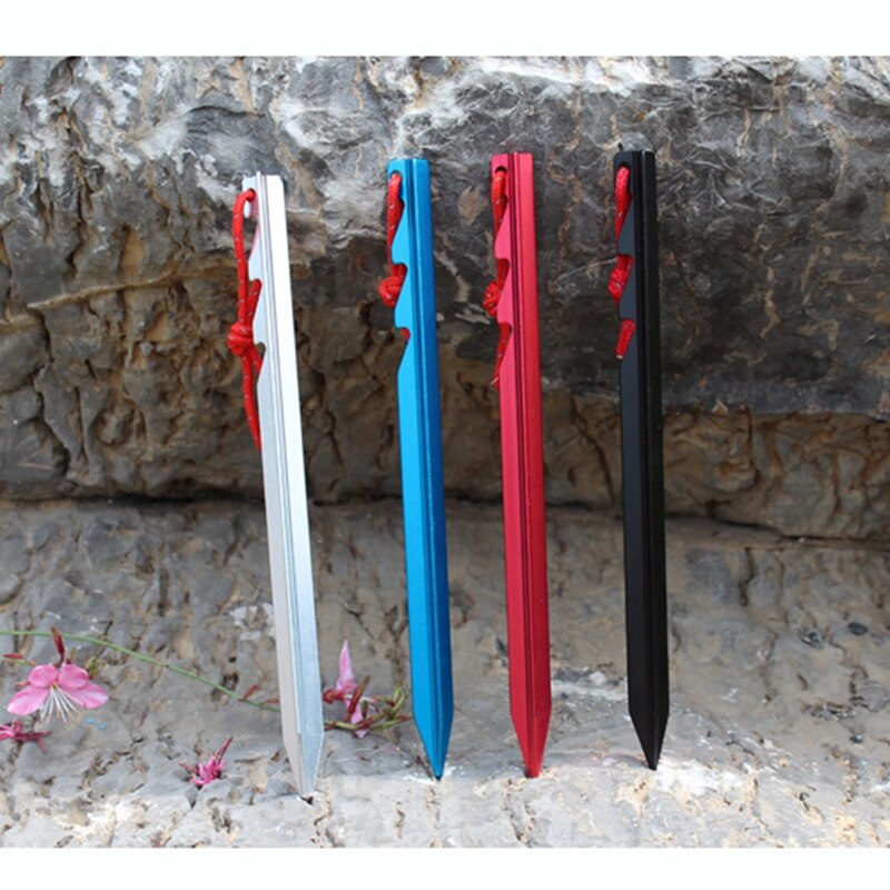 4pcs/lot 18cm Adjustable Tent Peg Nail 7001 Aluminium Alloy Stake Rope Camping Equipment Tent Accessories