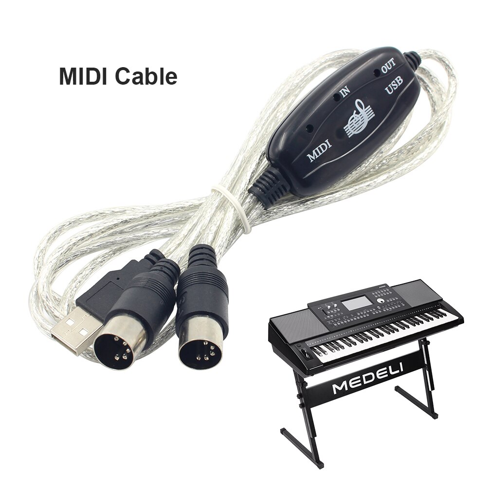 Professionele Usb In-Out Midi Adapter Kabel Pc Naar Music Elektronische Keyboard Converter Cord Ondersteunt Voor Windows 7/ 10/ 98SE/Me