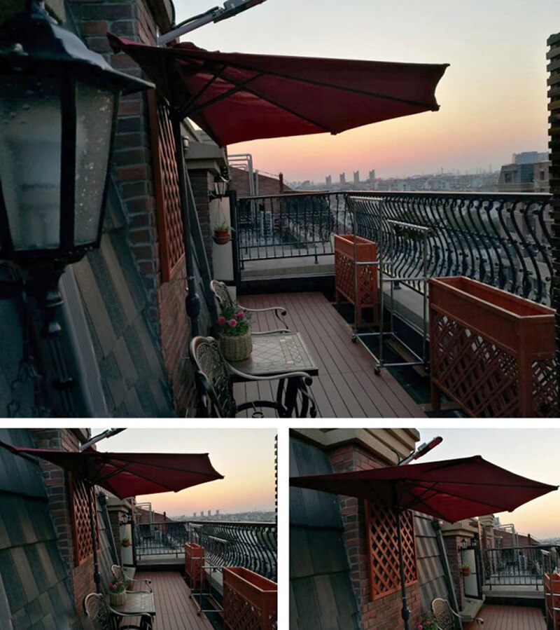 3M Half Side Patio Umbrella Camping Shades Garden Canopy Polyester Parasol Courtyard Awning Outdoor Accessories Without The Base