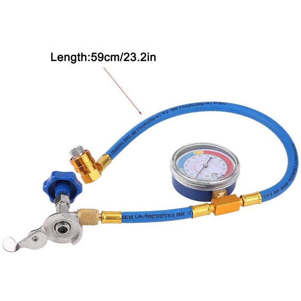 Car Air Conditioning Refrigerant R134A R12 Recharge Measuring Kit Hose Gas Gauge R134A refrigerant hose with gauge