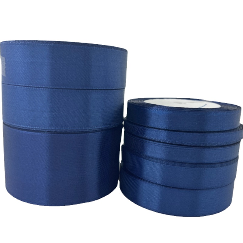 22 metros/rollo de cinta de raso de poliéster azul marino, decoración para de boda y graduación, cintas para envolver pasteles, accesorios para el cabello DIY, lazo