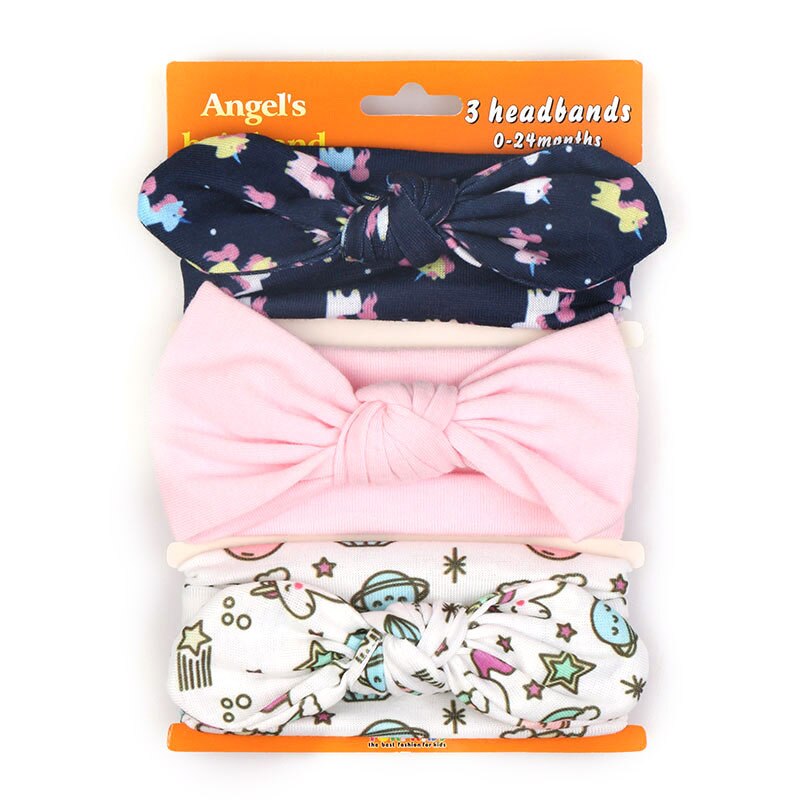 Children's Hair Ornaments Set 61158 Women's Cute Baby Cotton Bow Headband 3 Pairs/pack Red Elastic Headband