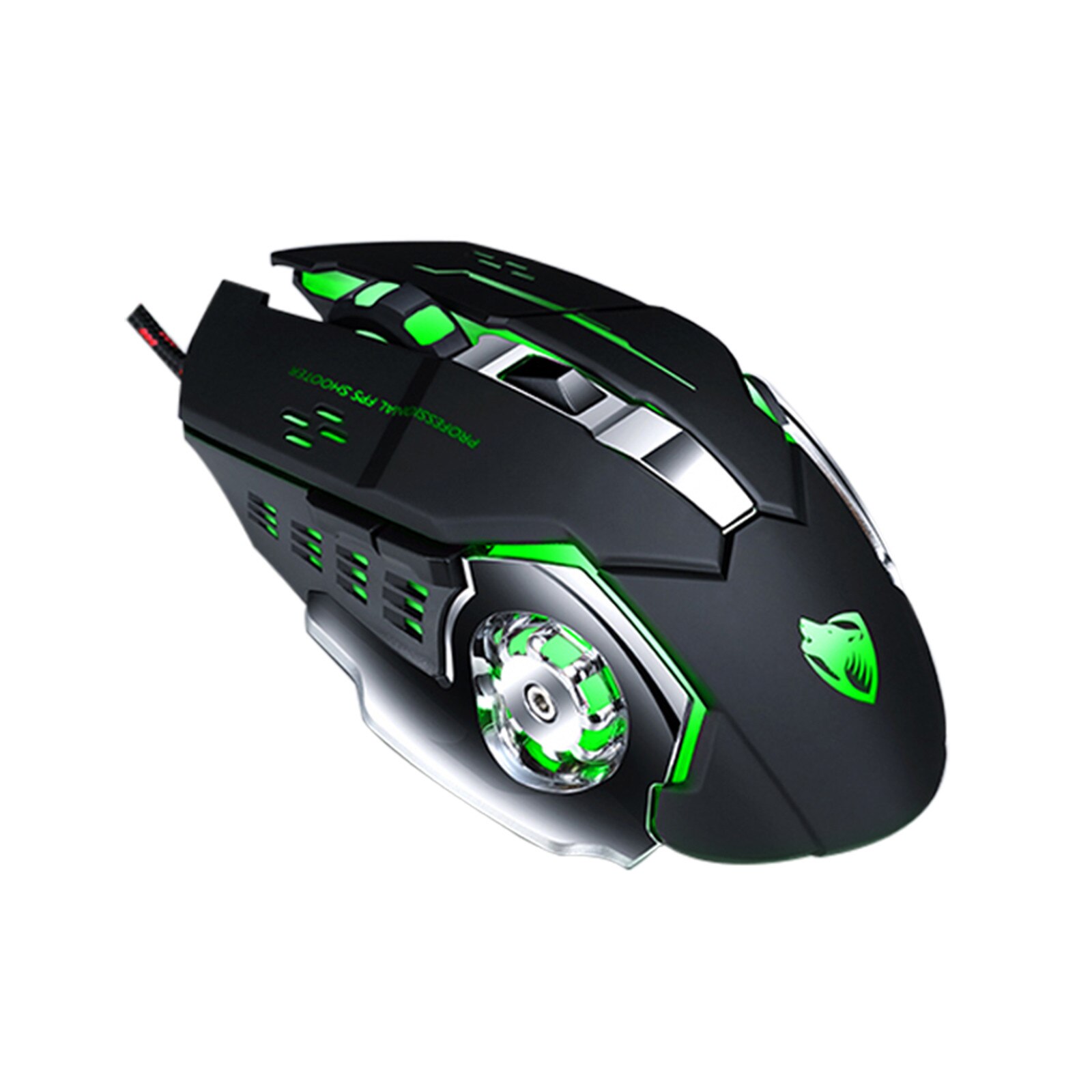 Wired Gaming Mouse 6 Button 3200DPI LED Optical USB Computer Mouse: Green 