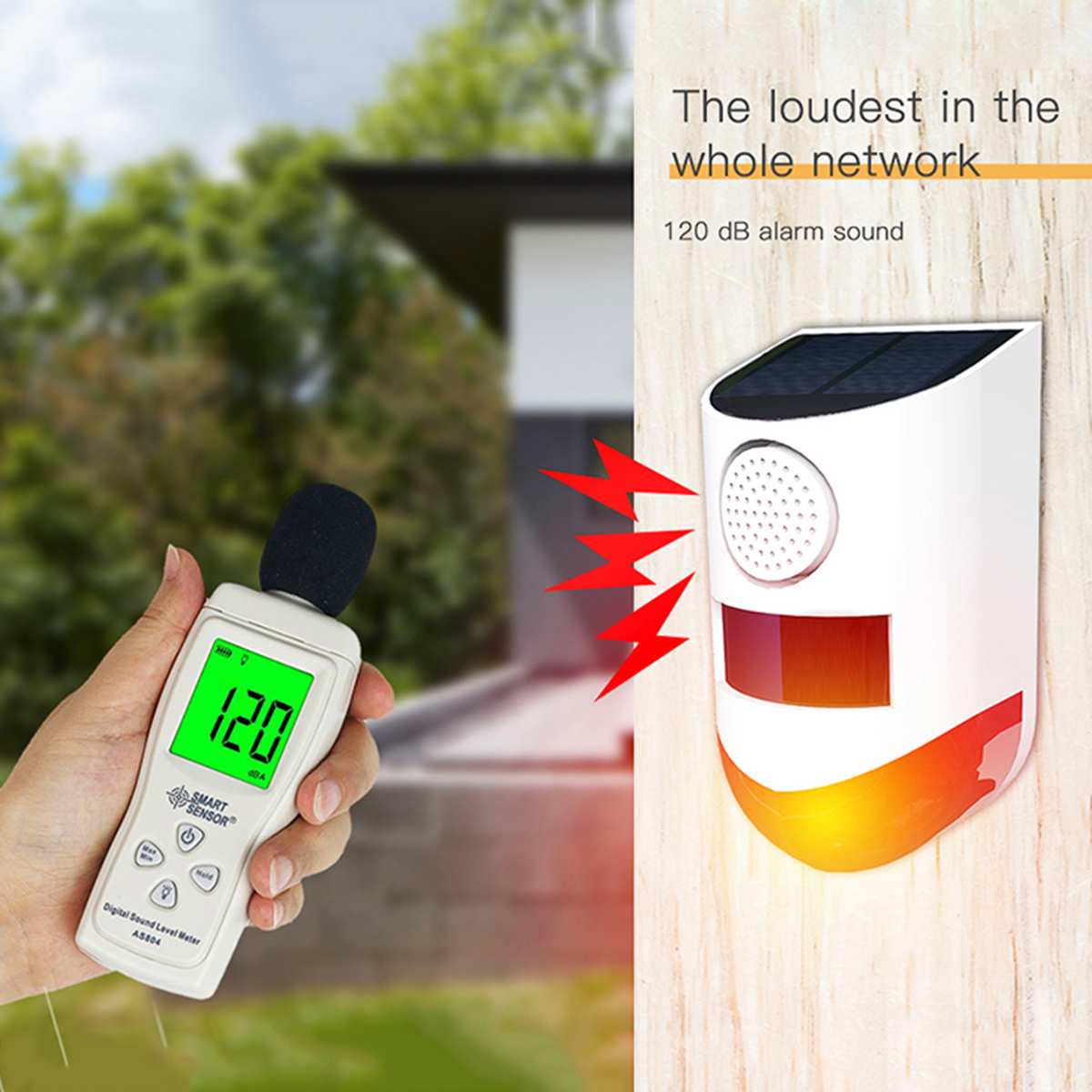 Wireless Solar Alarm Lamp Motion Sensor Security Alarm Motion Sensor Detector For Home Yard Outdoor Security Alarm Siren System