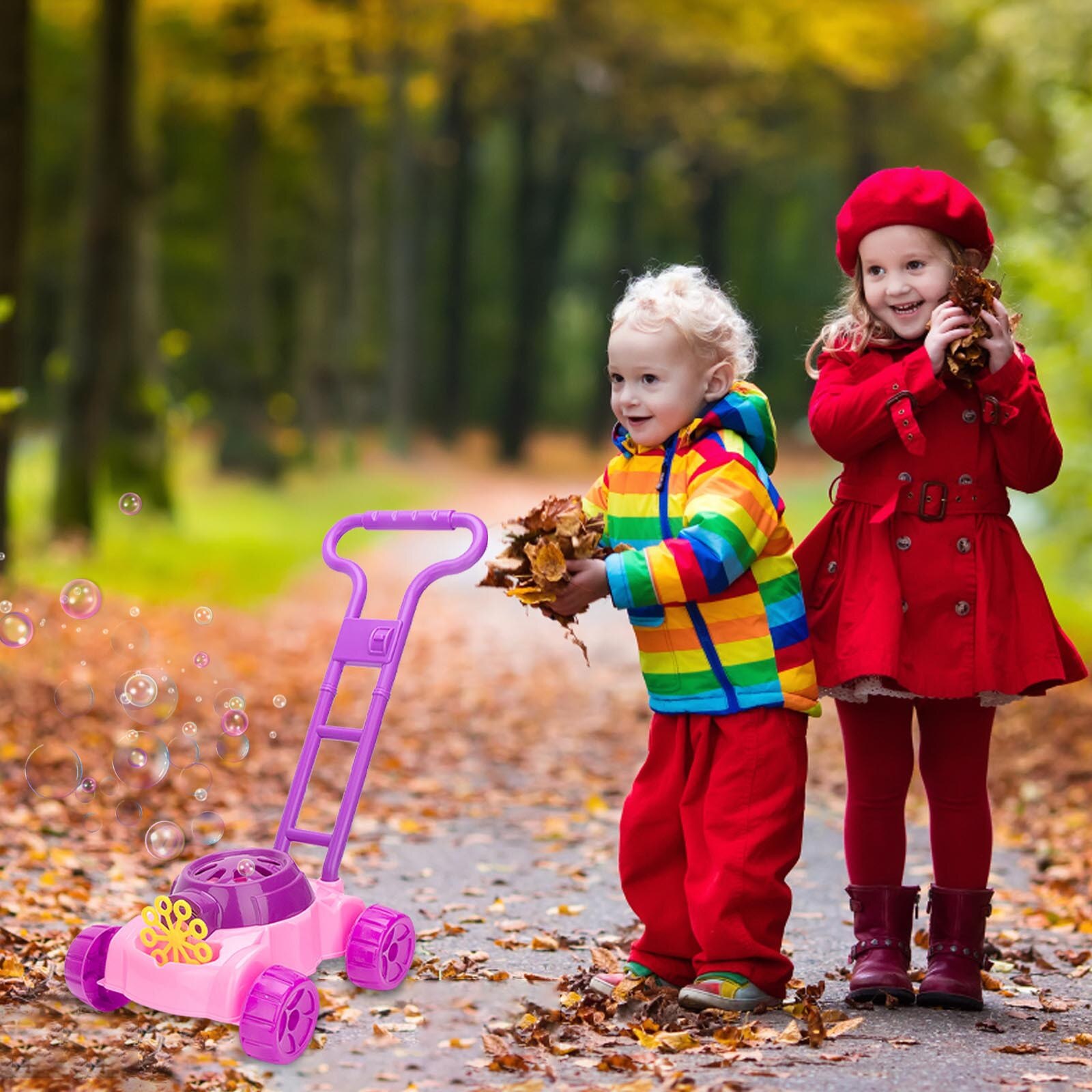 Outdoor Speelgoed Bubble Machine Speelgoed Voor Jongens Meisjes, bubble Grasmaaier Met 118Ml Bubble Oplossing Kinderen Speelgoed Zeepbel Trolley
