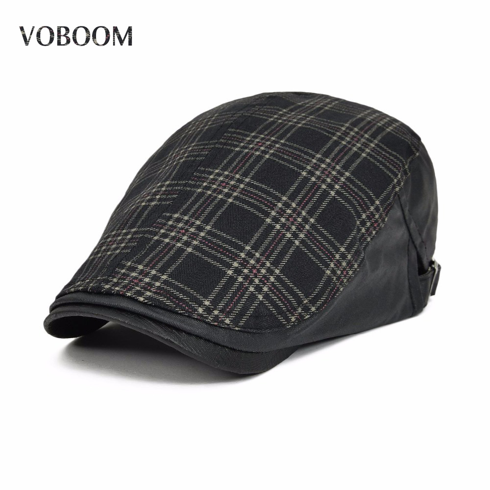 Voboom duckbill ivy casual baretter hatte unisex sommer baretter kasketter til mænd kvinder justerbart mærke komfortable plaid caps 026