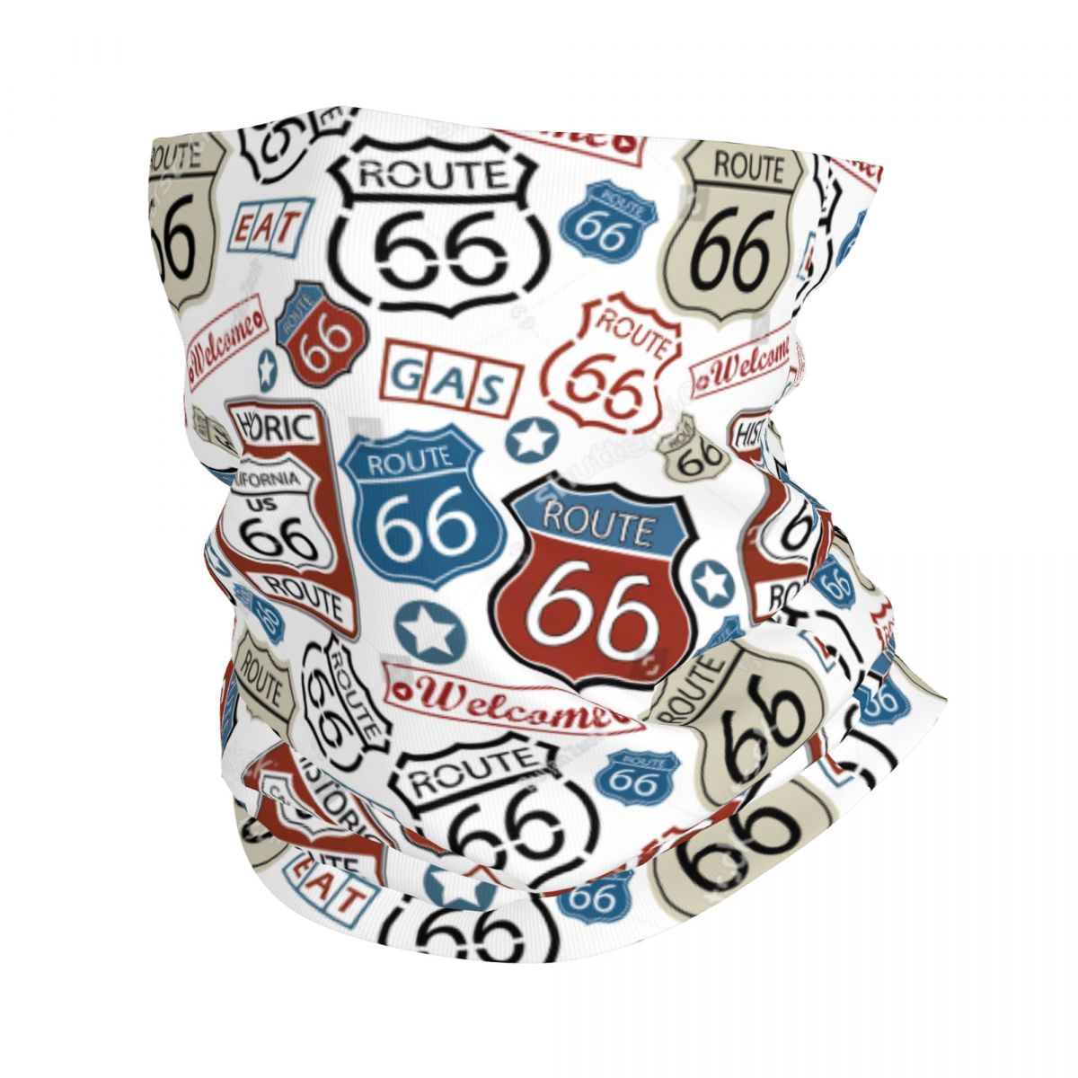 Benutzerdefinierte Ride The Route 66 Bandana Halstuch Gesichtsschal Abdeckung Biker Motorrad Cruise America Highway Stirnband Schlauch Sturmhaube: Beige