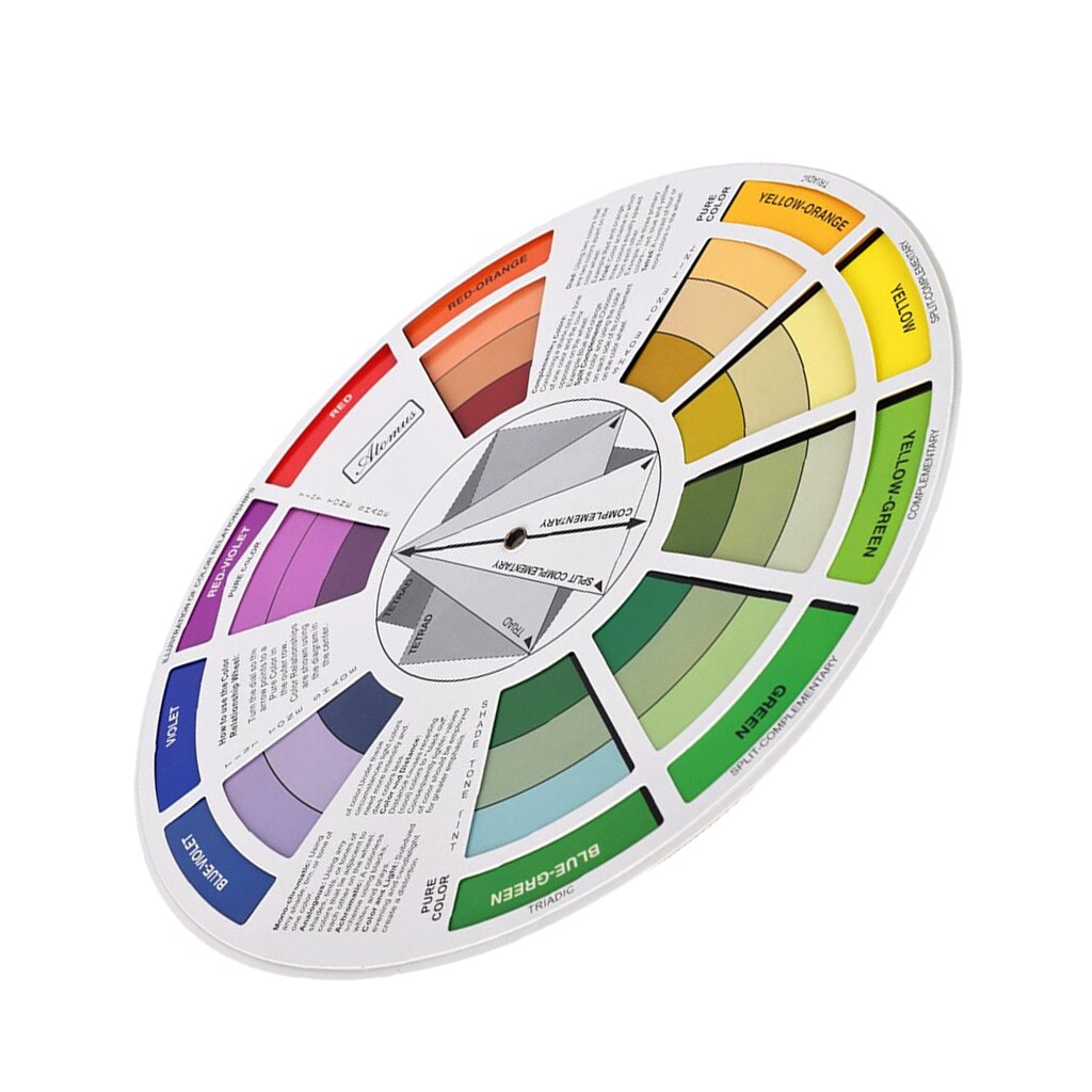 Guía para colorear a juego, tabla para mezclar colores en las ruedas, tarjeta de papel, de tres niveles para herramienta de mezcla de 9,25 pulgadas