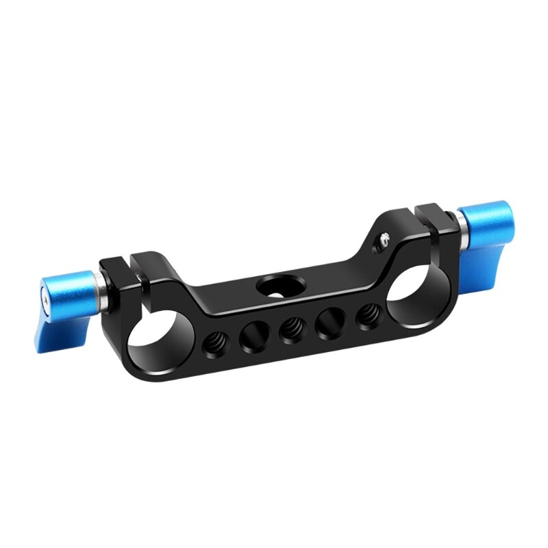 T8WC 15mm Double Hole Pipe Clamp Rail Connector SLR Camera Parallel Dual-Hole Multi-Function Pipe Clamp for DSLR Camera Rig: Blue
