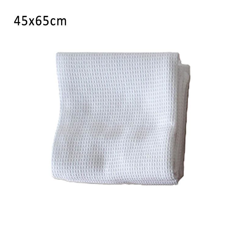 Vaffelmønster viskestykker håndklæde multifunktionelt firkantet mønster ren farve ansigtspleje bomulds badeværelsesforsyninger: Hvid