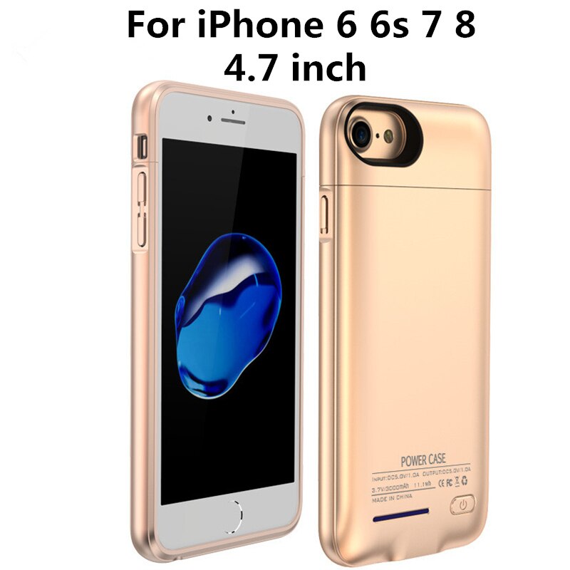 Batterij Case Voor iphone 6 6s Plus Power Case 4200mAh Power Bank Batterij Oplader Cover Voor iphone 7 8 Plus Batterij opladen Gevallen: Gold for 4.7 inch