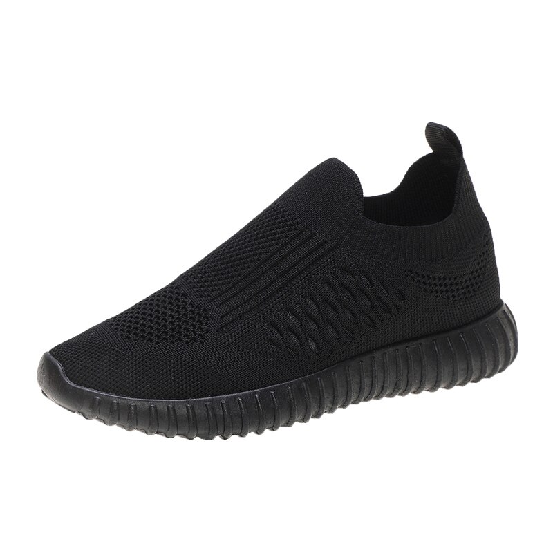 light sneakers women breathable mesh vulcanized shoes outdoor flat slip-on sock shoes women for walking plus size 35-40 woman: Black / 8.5