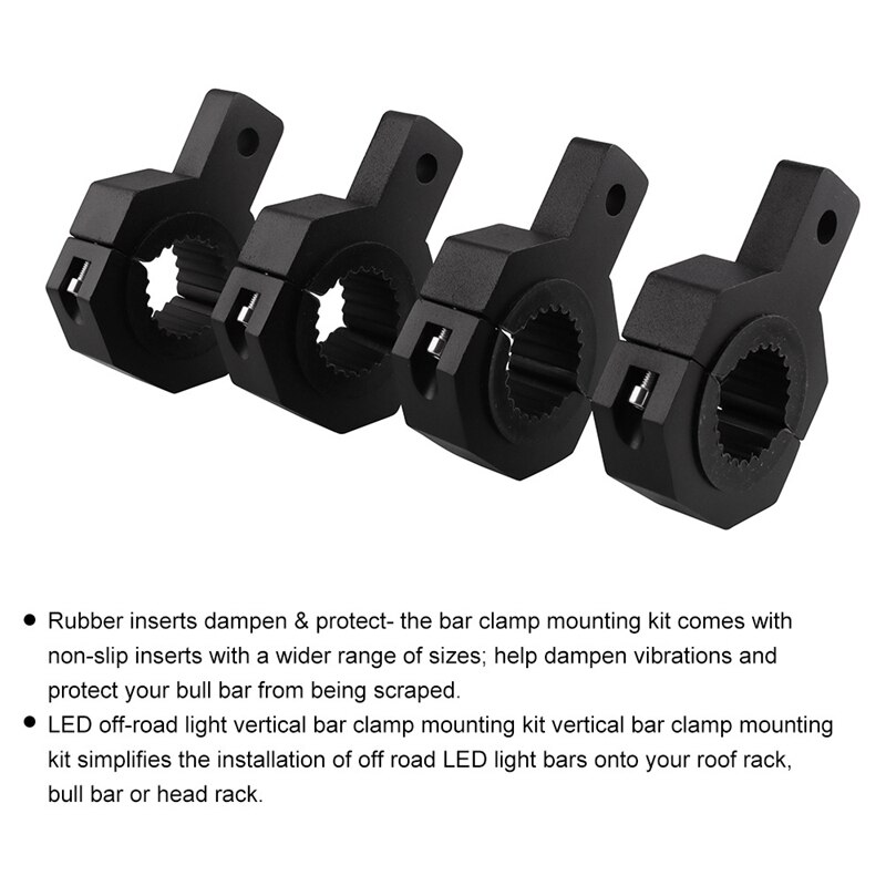 4-Pack (Standard) 4PCS Mounting Bracket Kit LED Off-Road Light Vertical Bar Tube Clamp Roof Roll Cage Holder