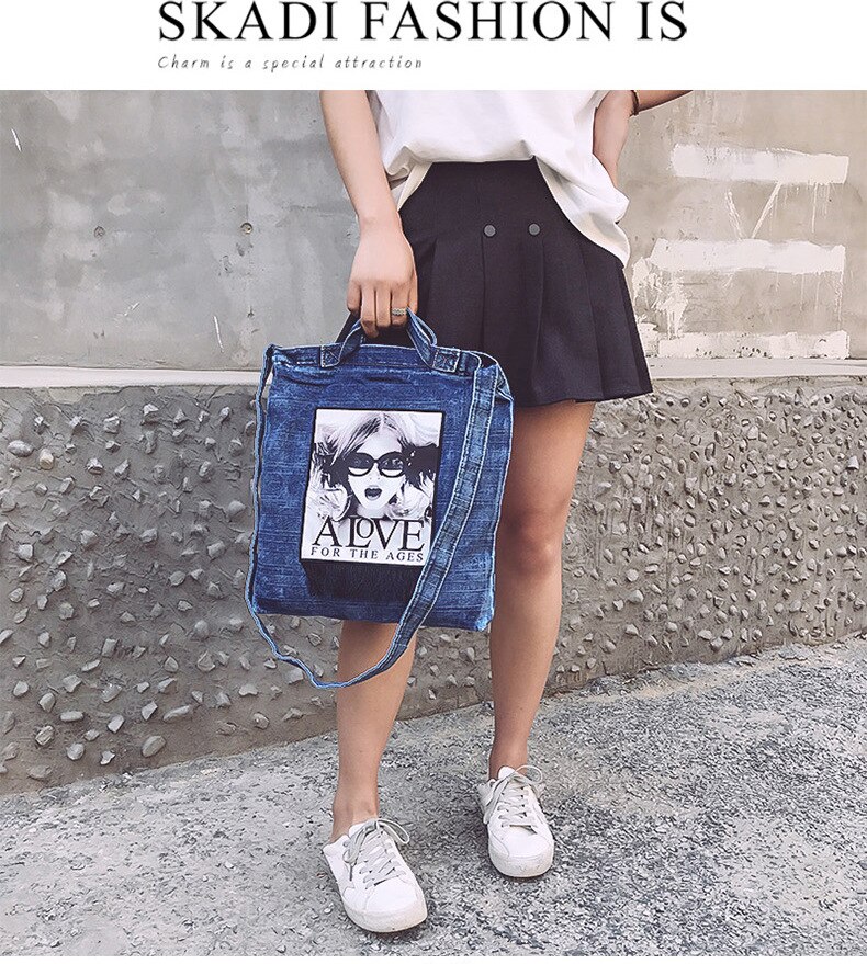 Vrouwen Handtassen Messenger Canvas Tas Modieuze Denim Jean Art Shopping Schouder Messenger Blues Crossbody Tas bolsaszakken