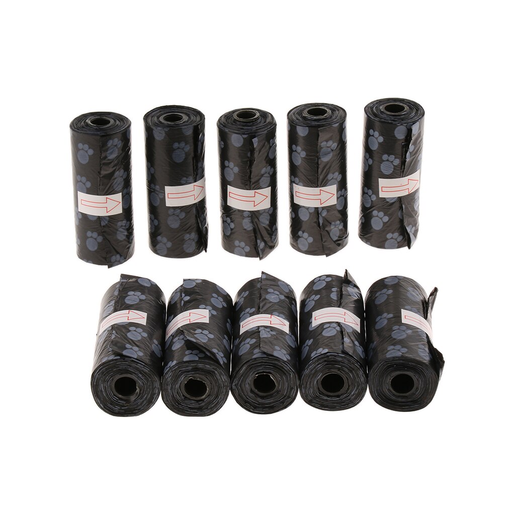 10 rouleaux chien chiot caca merde déchets sacs Doggy sacs jetables pour la marche: Black